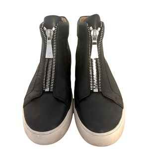 Frye black leather Lena high top sneakers double zipper women’s size 8